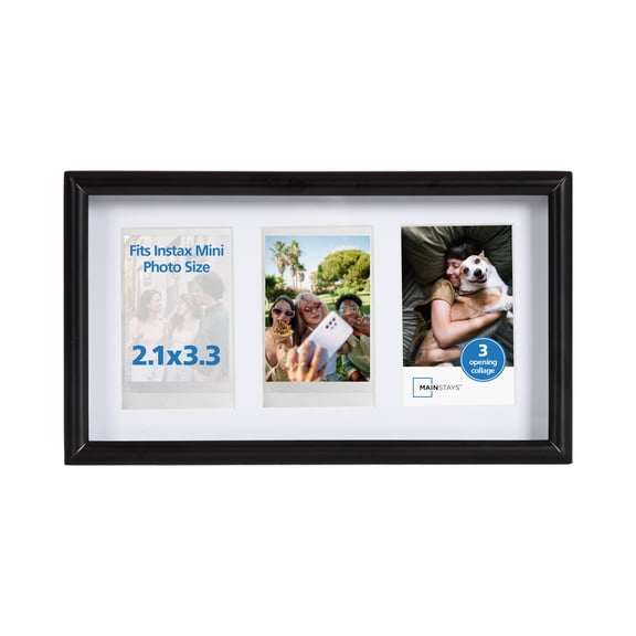 Mainstays – Instax Mini Picture Frame – Black Gallery 3 Photo Tabletop Photo Frame