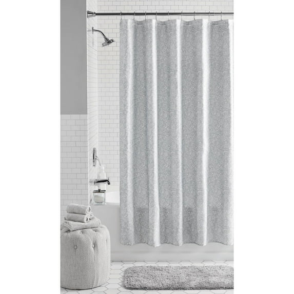 Mainstays Jacobean Floral Grey Polyester Shower Curtain, 72" x 72"