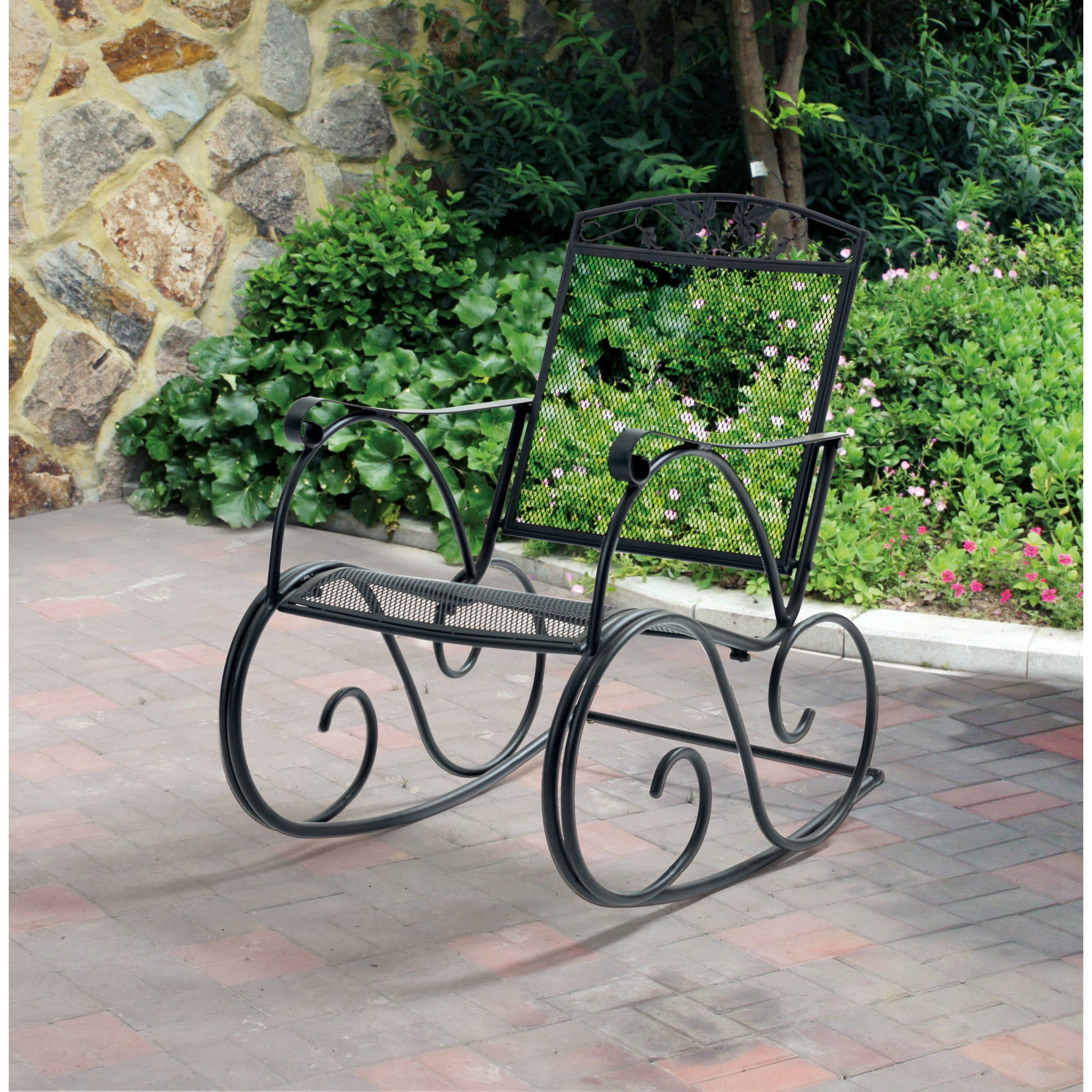 Mainstays Jefferson Outdoor Wrought Iron Porch Rocking Chair