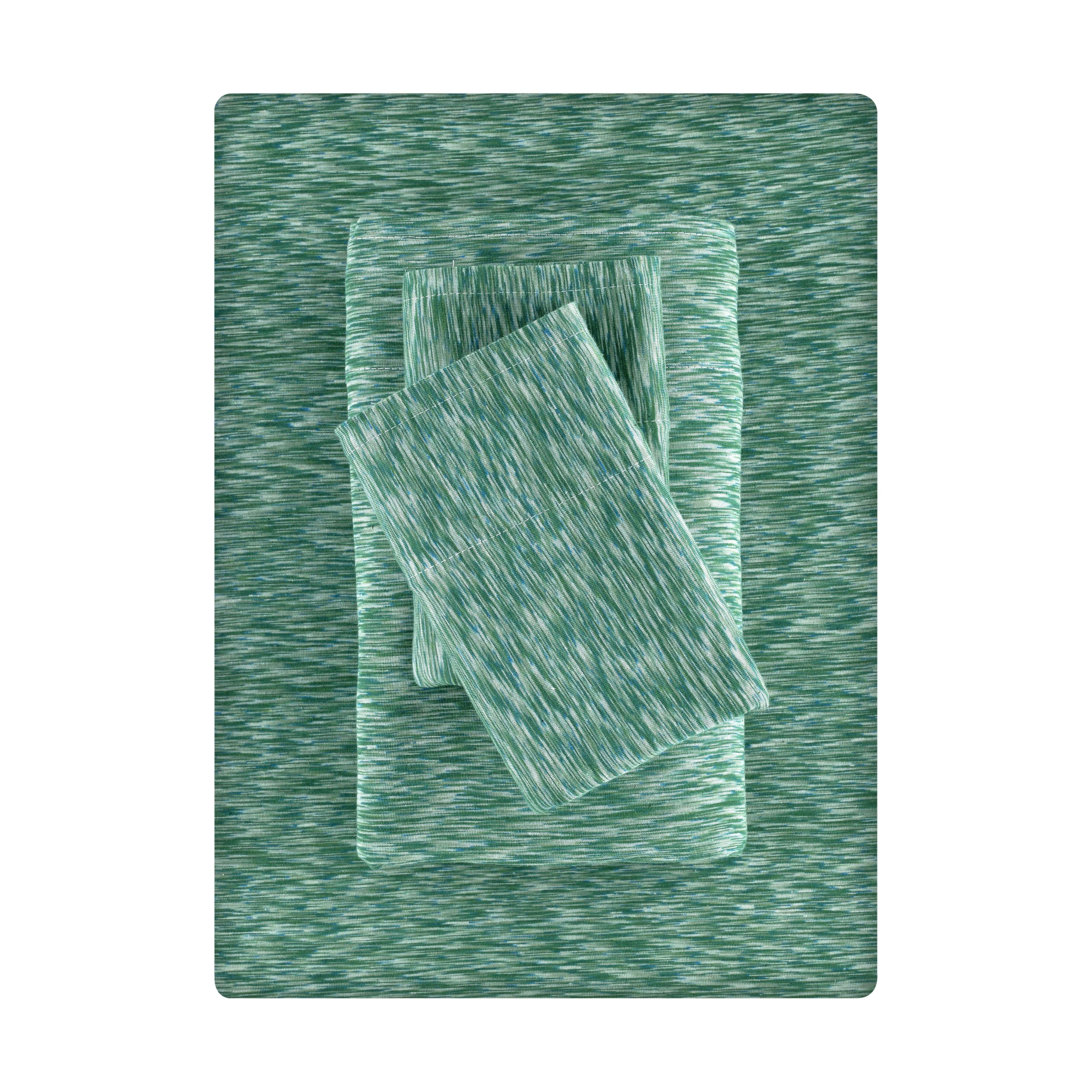 Mainstays 100% Cotton Extra Soft Jersey Bed Sheet Set, Full, Green Sage Crackle, 4 Pieces