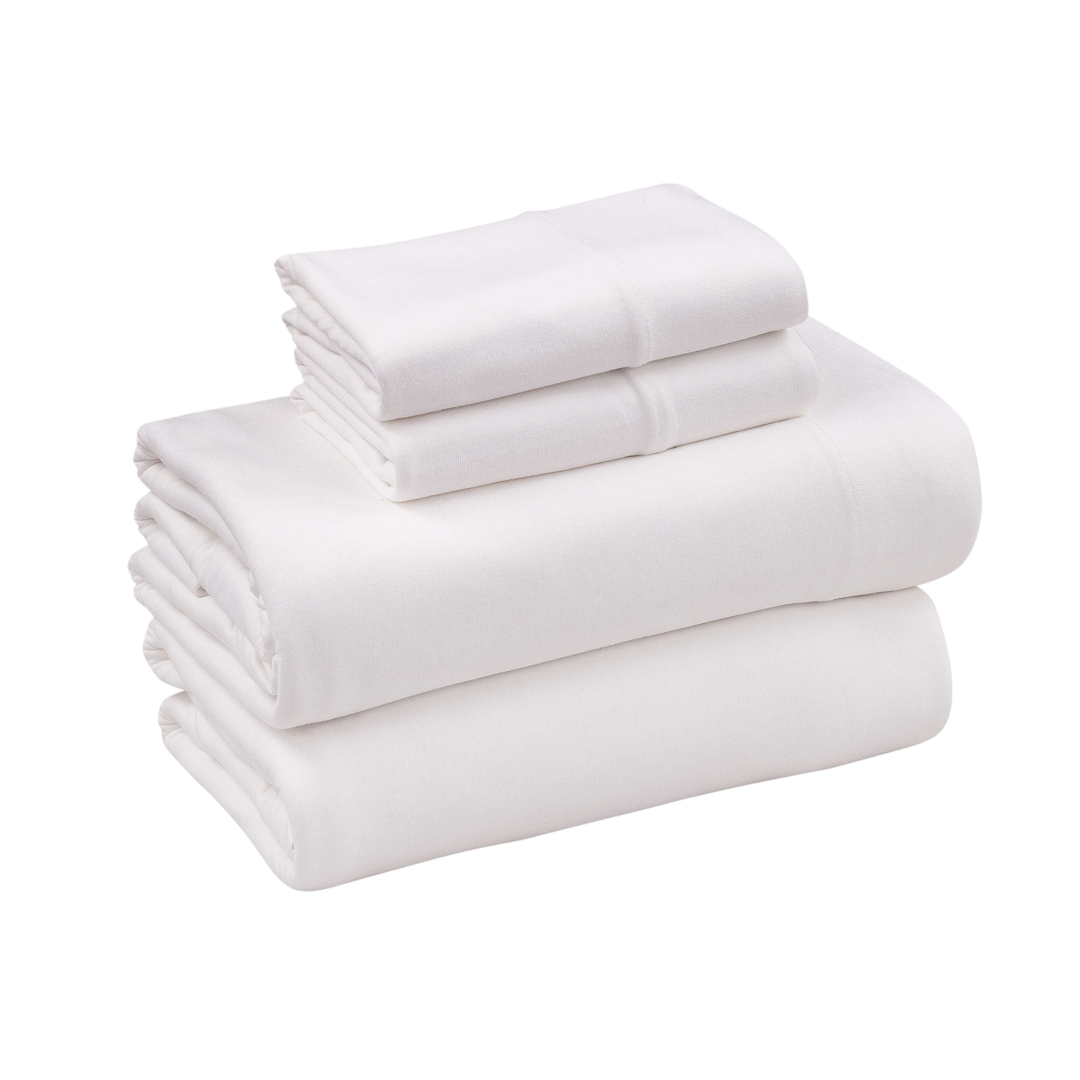 Mainstays Adult Cotton Rich Jersey Bed Sheet Set, King, Arctic White, 4 Pieces - Walmart.com