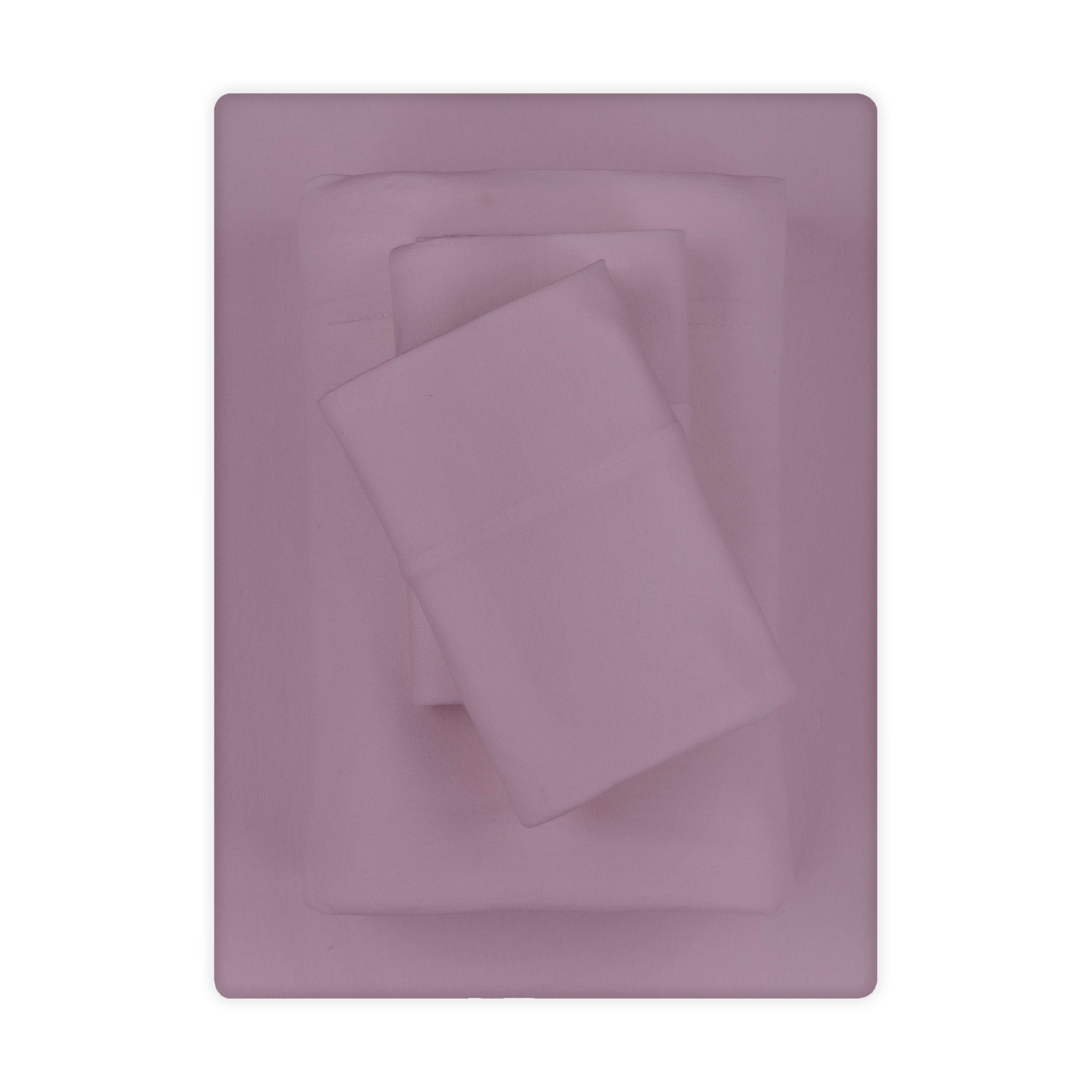 Mainstays Cotton Rich Extra Soft Jersey Bed Sheet Set, King, Lilac Bloom, 4 Pieces