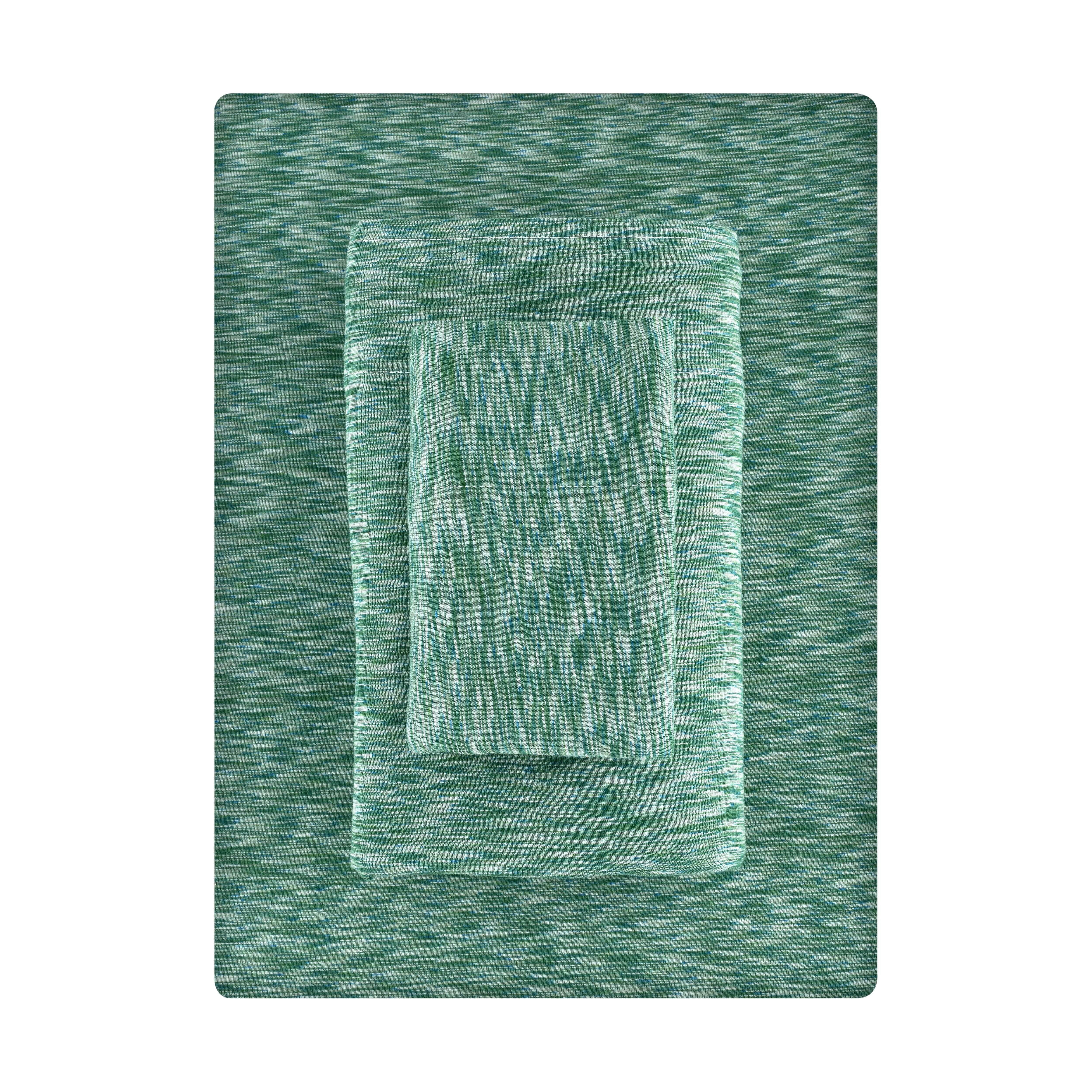 Mainstays 100% Cotton Extra Soft Jersey Bed Sheet Set, Twin-XL Green Sage Crackle, 3 Pieces