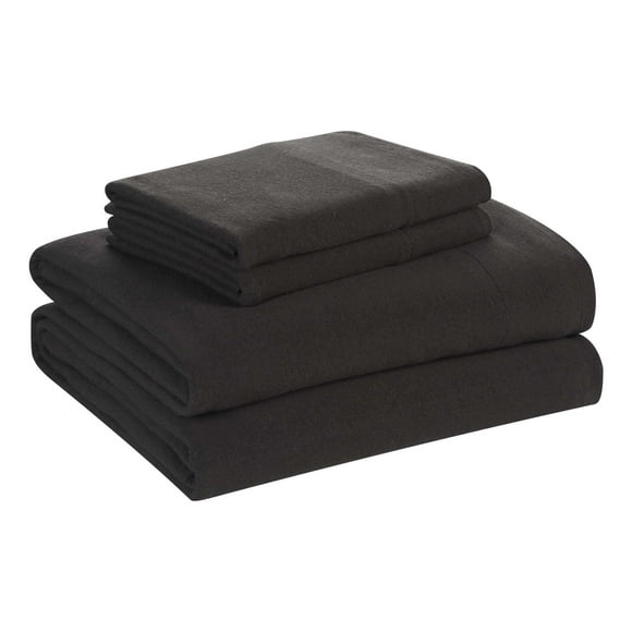 Mainstays Adult Cotton Rich Jersey Bed Sheet Set, Twin-XL, Rich Black, 3 Pieces