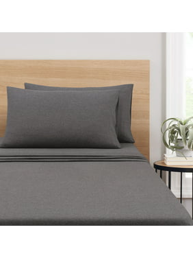 Mainstays Jersey Cotton Poly Sheet Set, Charcoal, Full, 4 Pieces