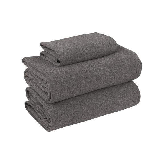 Mainstays Jersey Cotton Poly Sheet Set, Charcoal, Twin/TXL, 3 Pieces