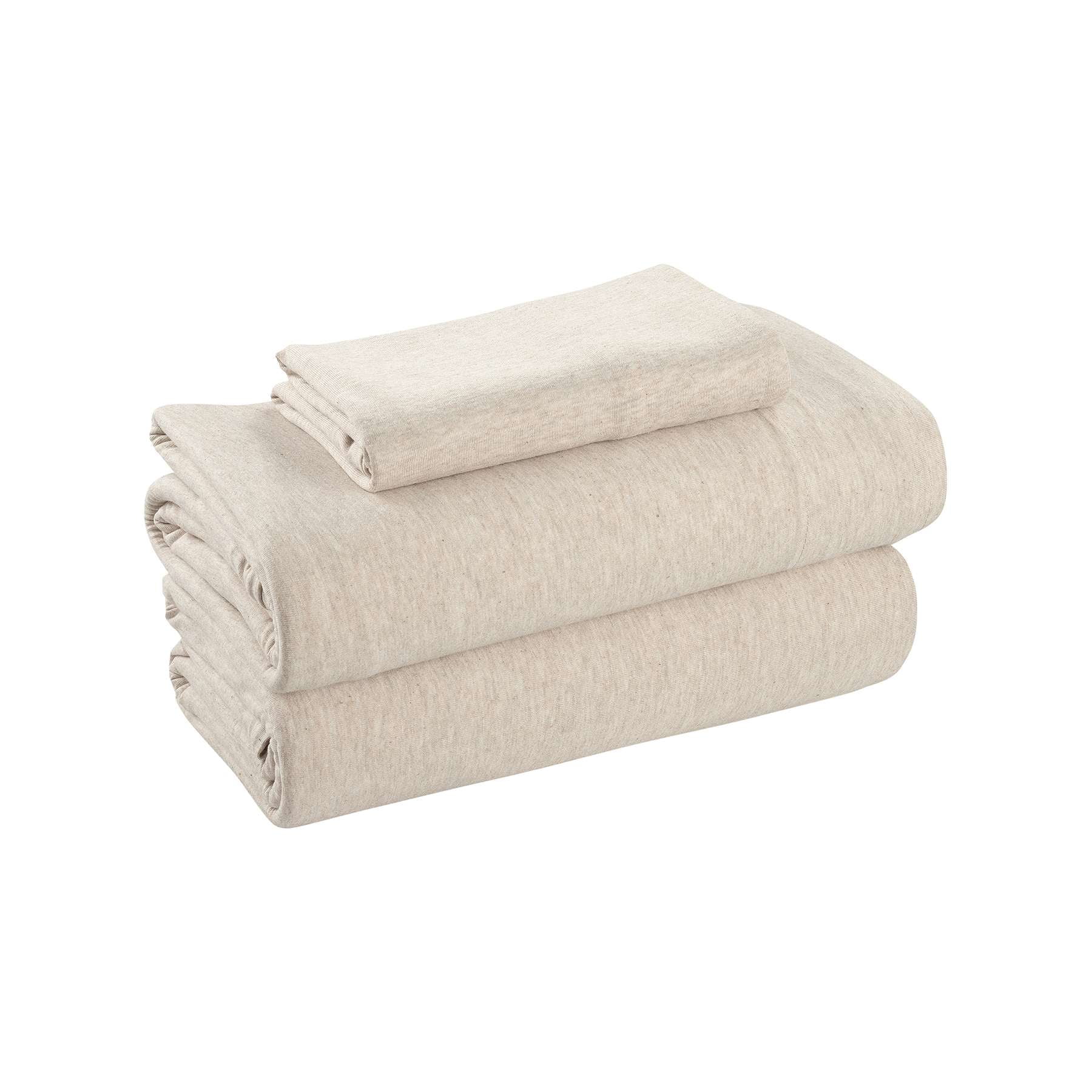 Mainstays Jersey Cotton Poly Sheet Set, Oatmeal Heather, Twin/TXL, 3