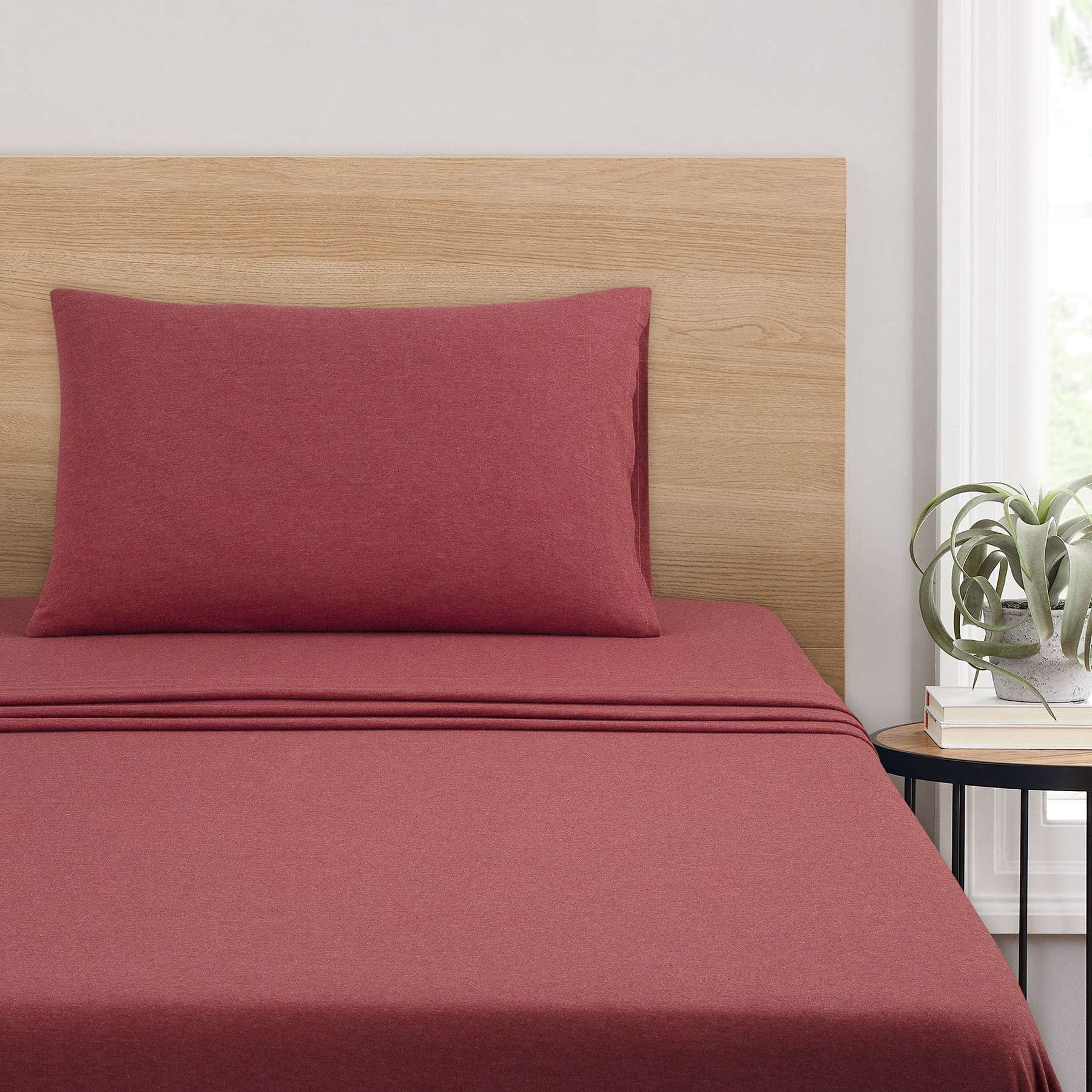 Mainstays Jersey Cotton Poly Sheet Set, Red Sedona, Twin/TXL, 3 Pieces