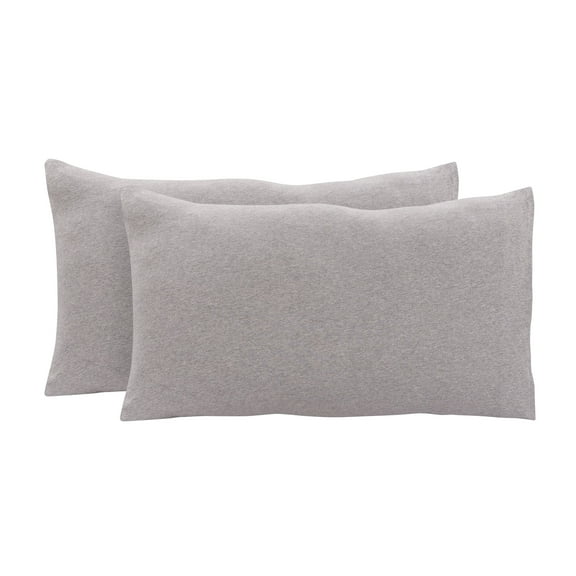 Mainstays Extra Soft Jersey Pillowcase Set, Standard/Queen, Grey Heather, 2 Pieces