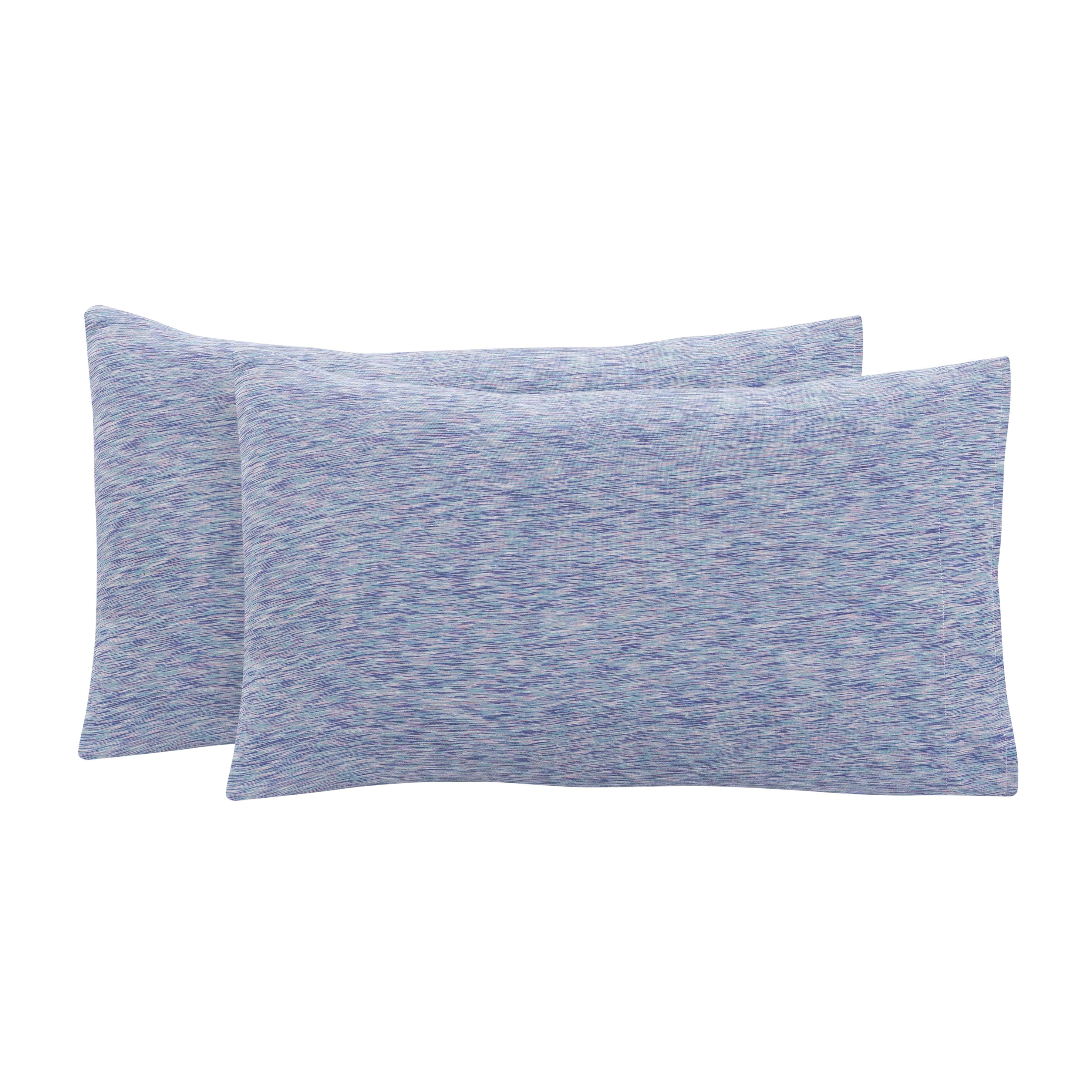 Mainstays 100% Cotton Extra Soft Jersey Pillowcase Set, Standard/Queen, Purple Crackle, 2 Pieces