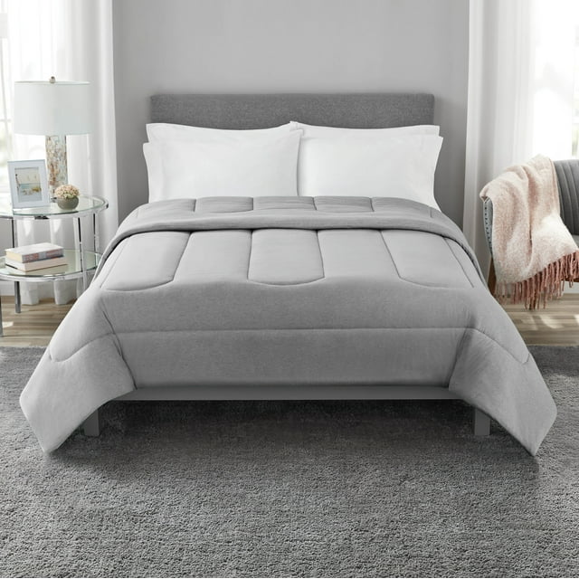 Mainstays Jersey Knit Comforter, Full/Queen, Gray