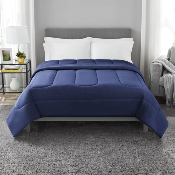 Mainstays Jersey Knit Comforter, Full/Queen Navy, All Ages, All-Season