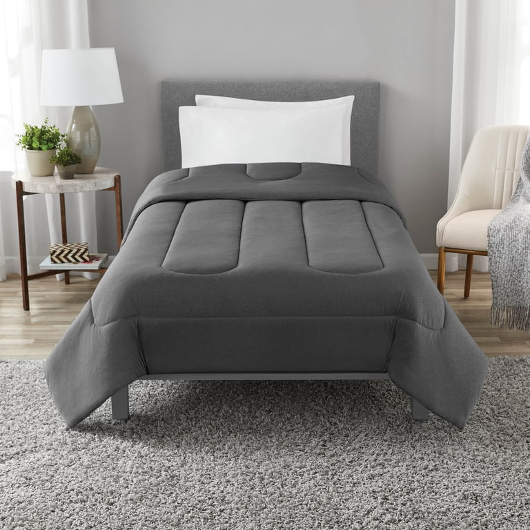 Mainstays Jersey Knit Comforter, Twin/Twin XL, Charcoal, All Ages