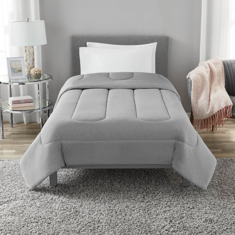 JERSEY KNIT TWIN 100%コットン ベッドシーツセット ツイン Mainstays Jersey Knit Comforter, Twin/Twin XL, Light Gray, All