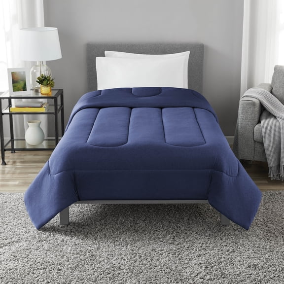 Mainstays Jersey Knit Comforter, Twin/Twin XL, Navy, All Ages, All-Season