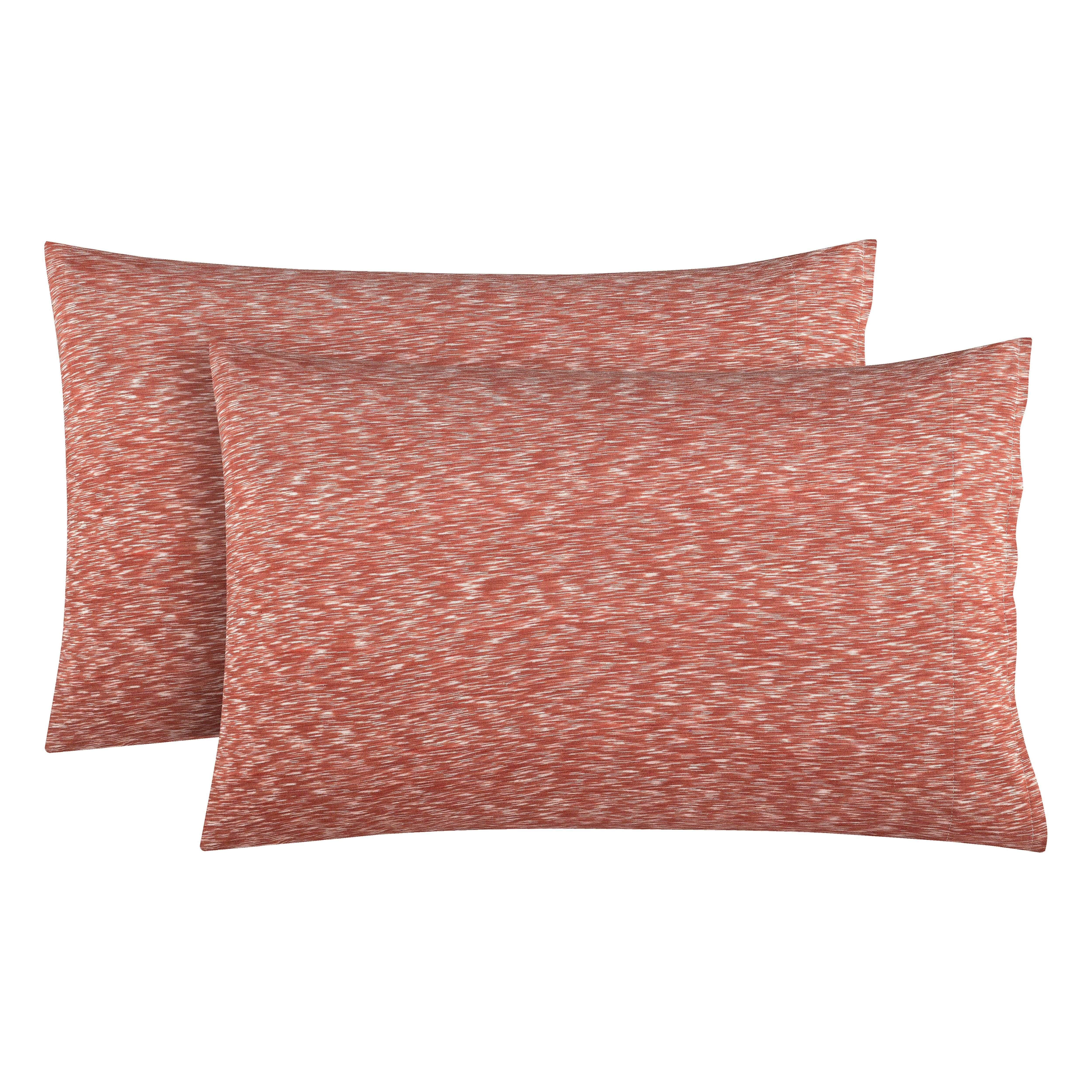 Mainstays 100% Cotton Extra Soft Jersey Pillowcase Set, King, Red Canyon Crackle, 2 Pieces
