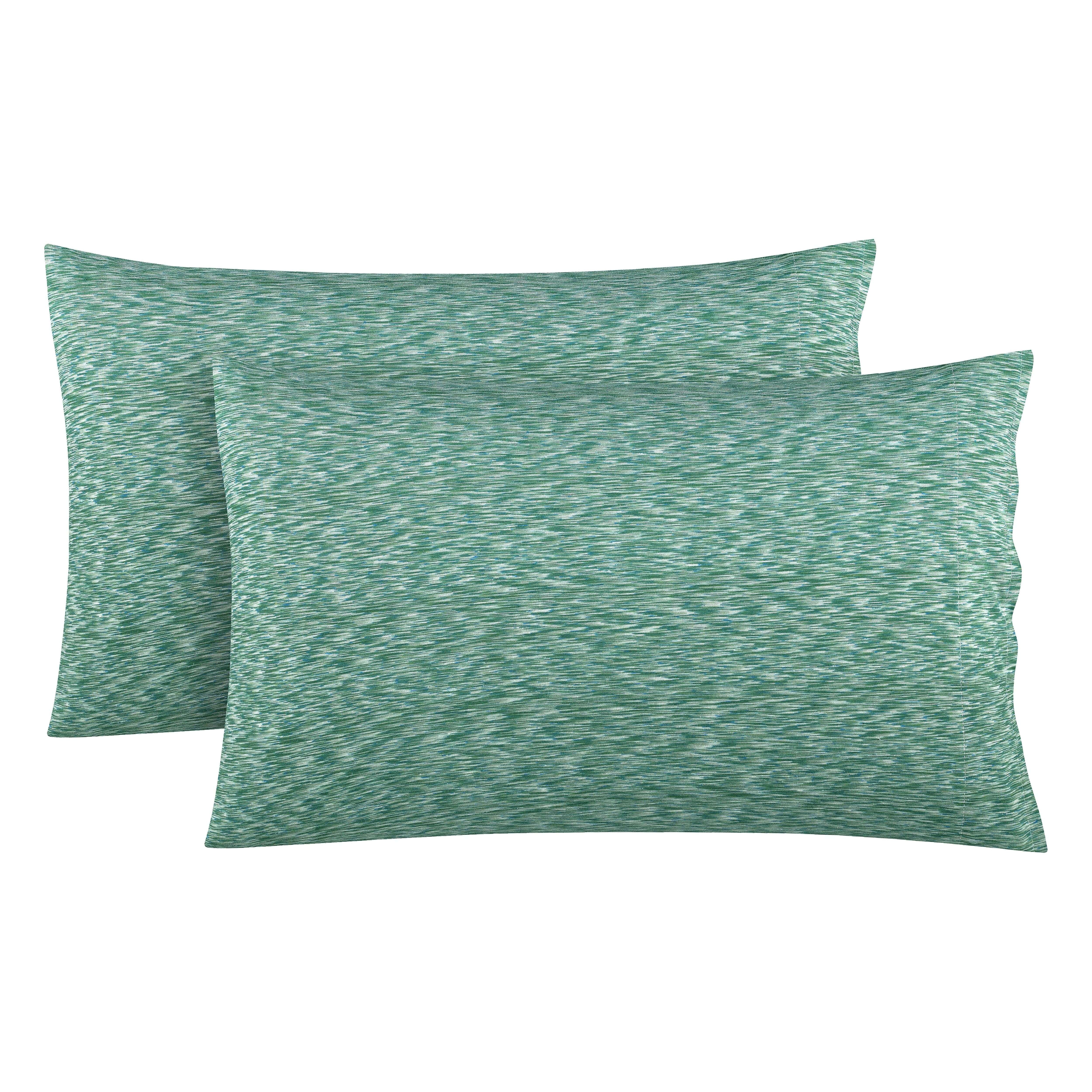 Mainstays Extra Soft Jersey Pillowcase Set, 100% Cotton, Standard/Queen, Green Sage Crackle, 2 Pieces