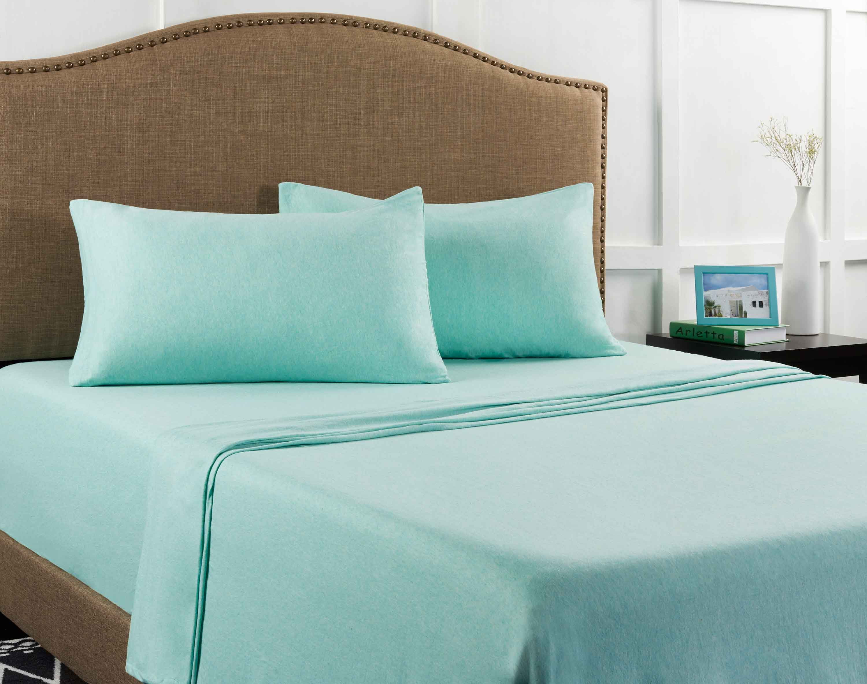 Mainstays Jersey Sheet Set, 150 GSM Knitted, Classic Mint, Green, Queen ...