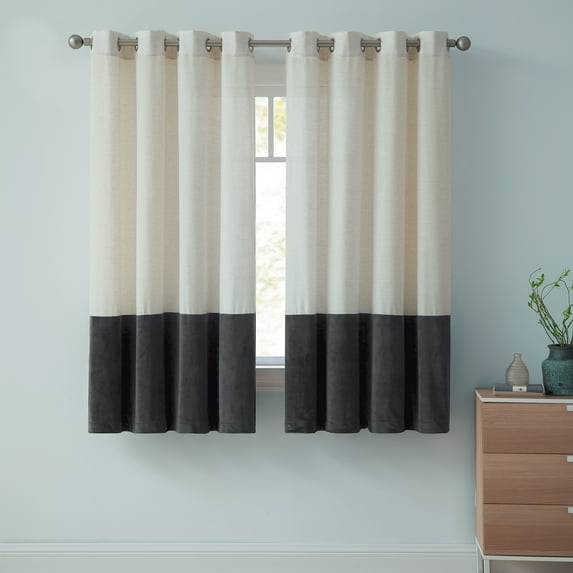 Mainstays Joselyn Linen Velvet Grommet Top Curtain Panel