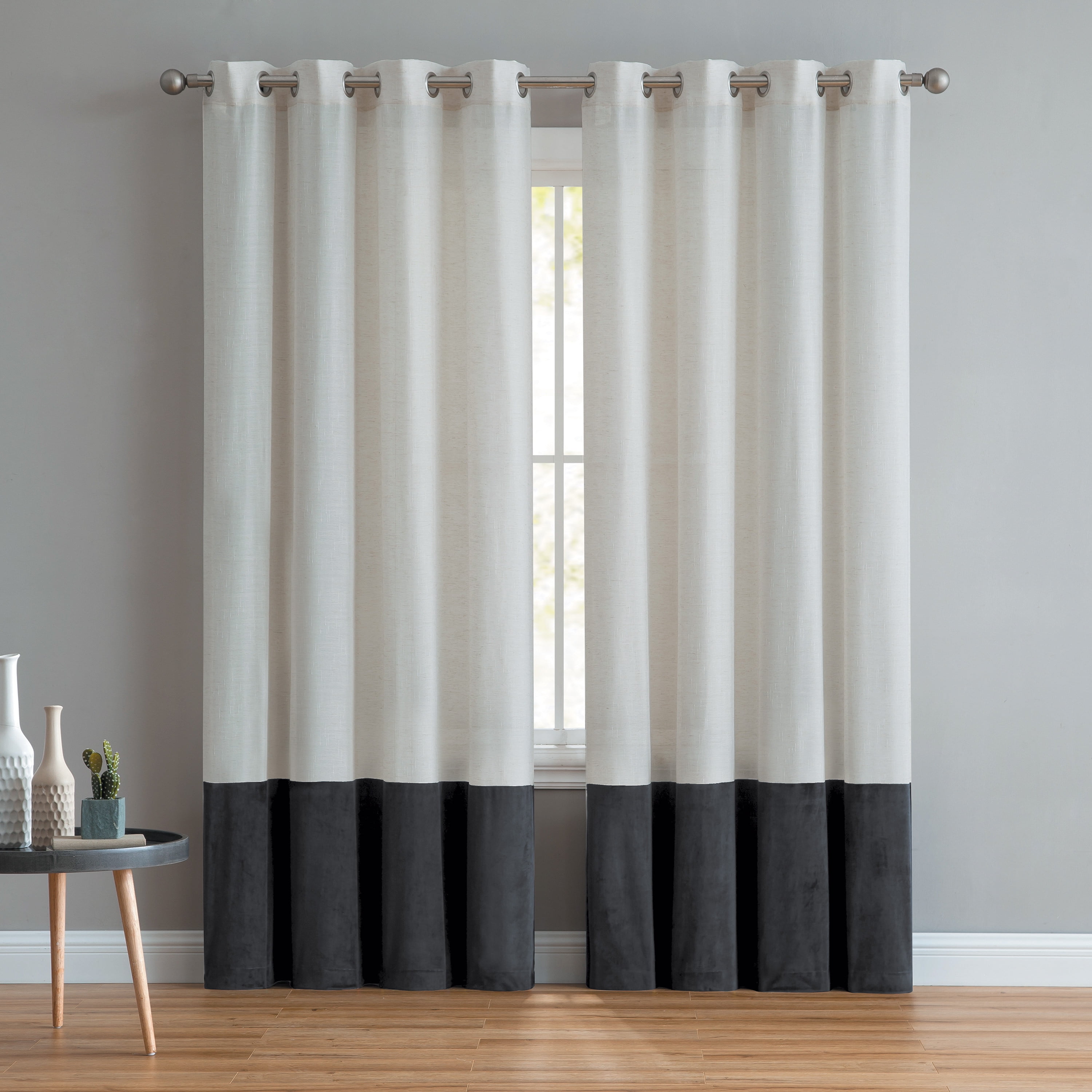 Mainstays Joselyn Linen Velvet Grommet Top Curtain Panel - Walmart.com