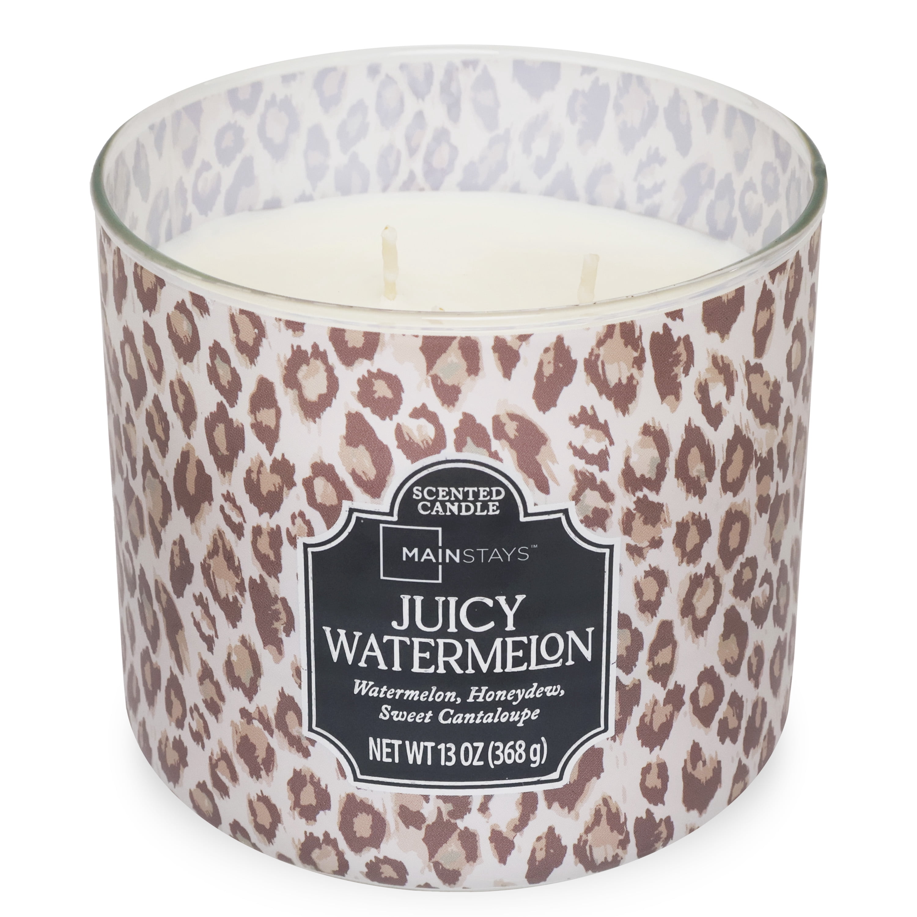 Mainstays 3-Wick Glass Jar Candle with Decorative Wrap, Juicy Watermelon, 13 oz