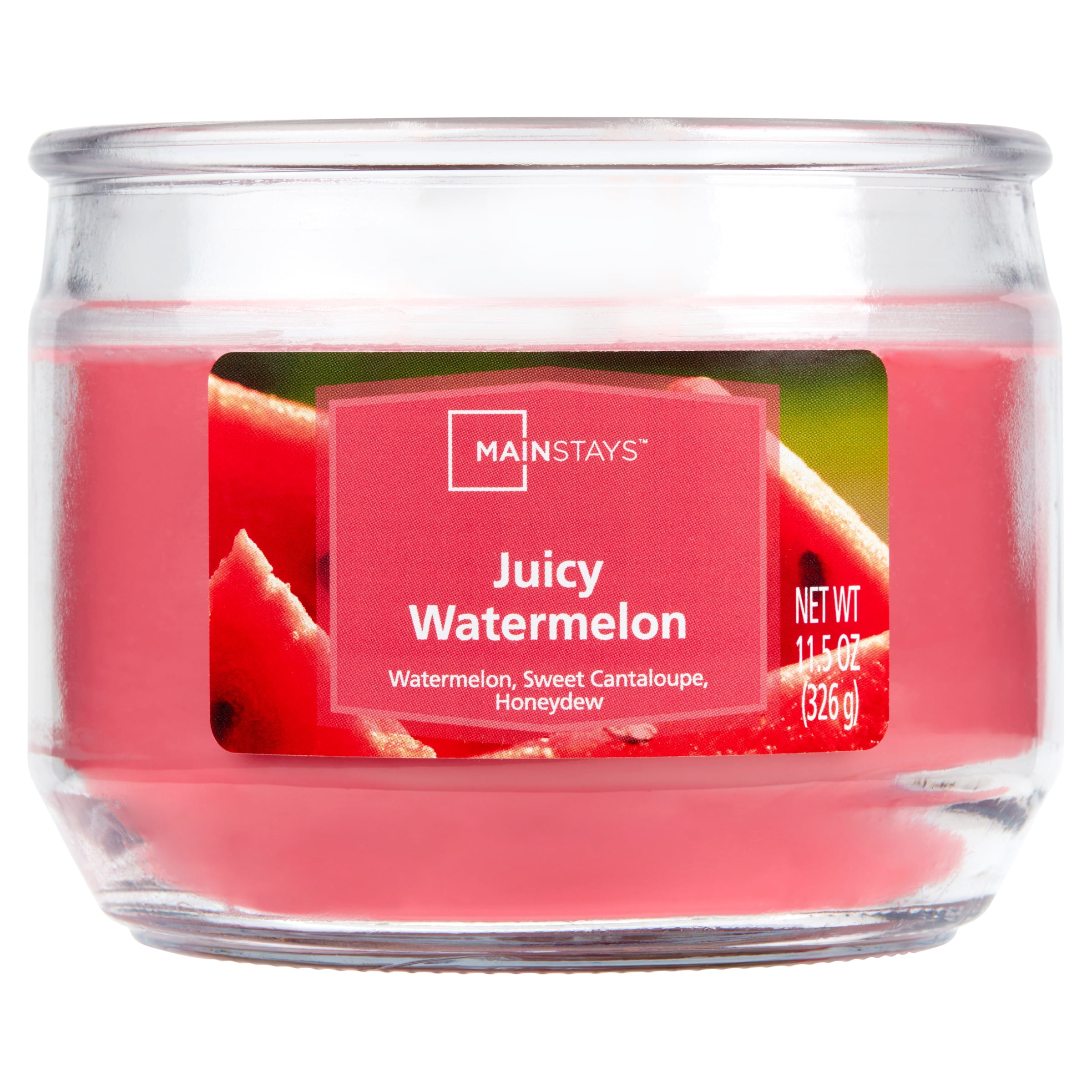 Mainstays Juicy Watermelon Scented 3-Wick Glass Jar Candle, 11.5oz