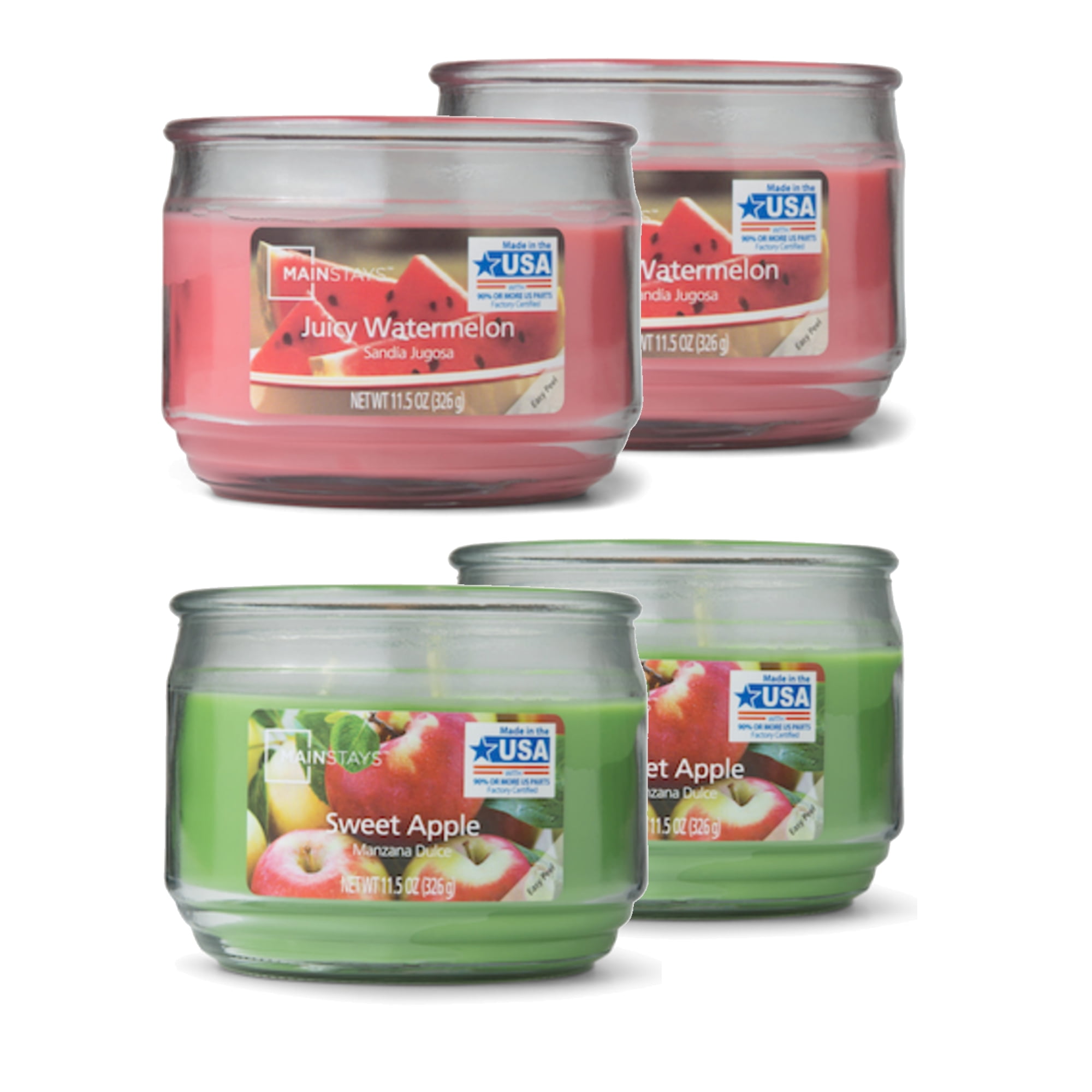 Mainstays Juicy Watermelon & Sweet Apple 3Wick Scented Jar Candle, 11.