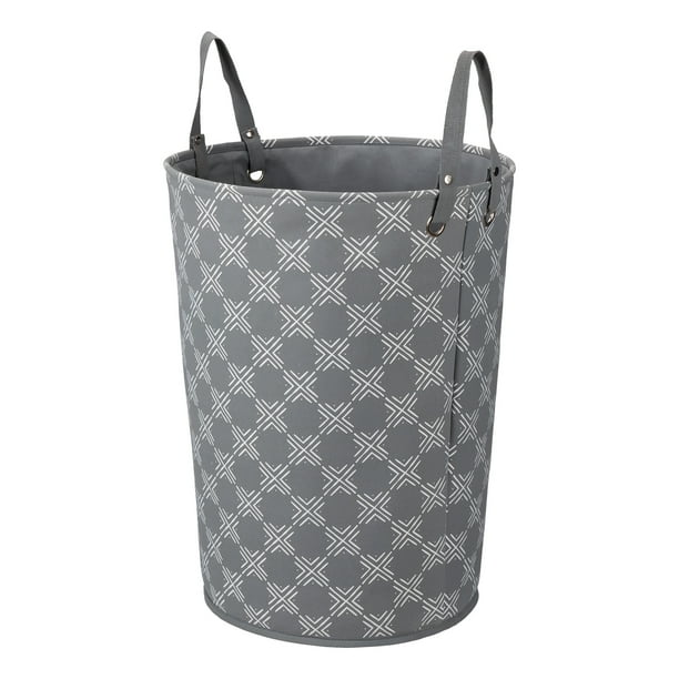 Mainstays Jumbo Canvas Hamper, Grey and White Checked Pattern