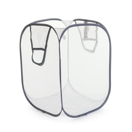 Mainstays Jumbo Mesh Pop-Up Laundry Hamper, White, Adult