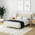 thumbnail image 1 of Mainstays Kelsey Upholstered Platform Bed Frame with Tufted Wingback Headboard, No Box Spring Required, Queen, Cream Velvet, 1 of 16