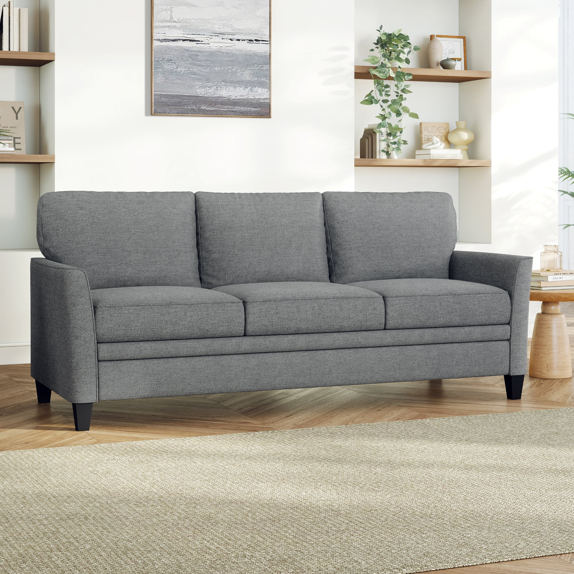 Mainstays Kensington 80" 3 Seat Classic Modern Couch, Gray