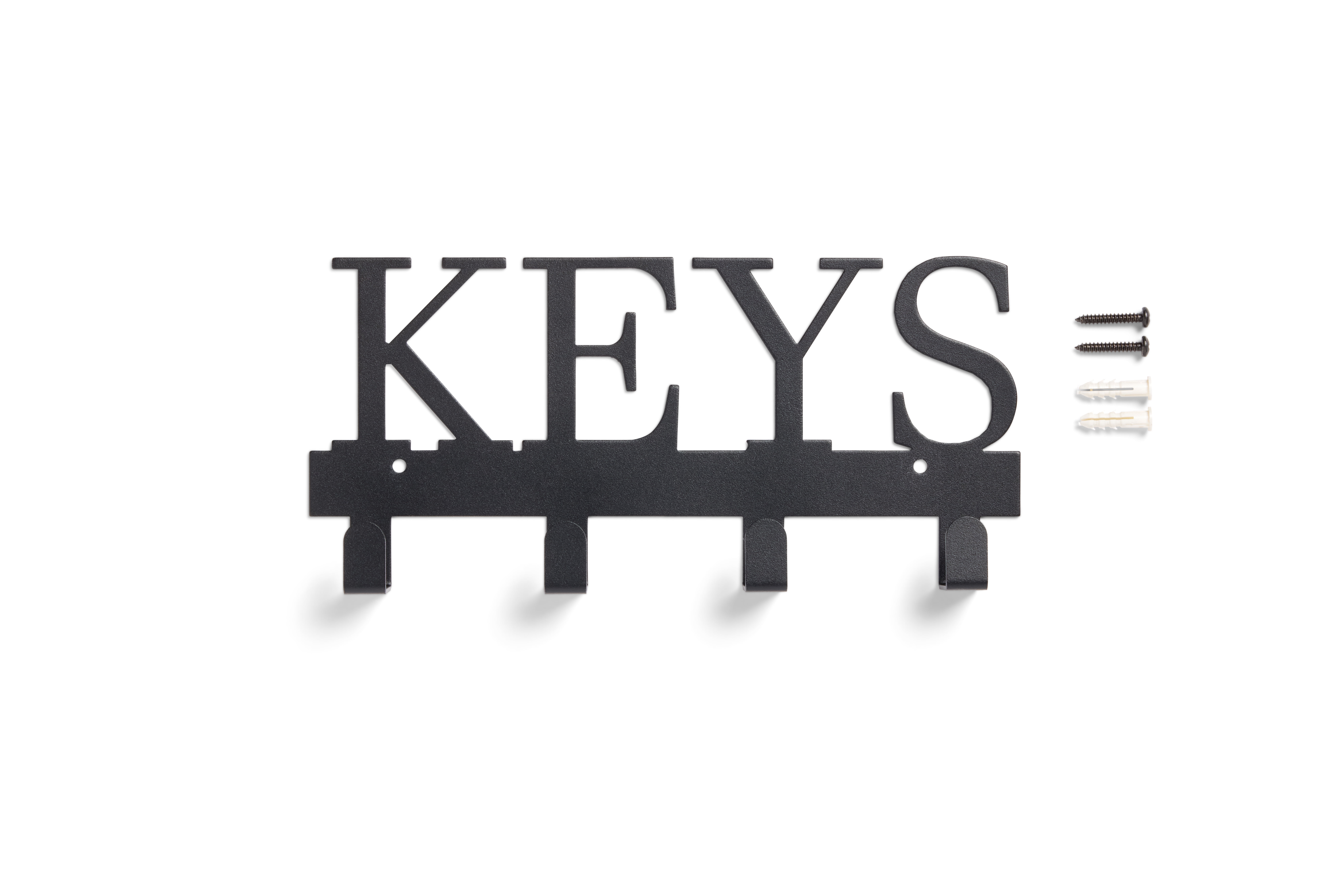 Mainstays 10 inch Shelf Mail and Key Wall Mount Rack Organizer with 4 Key Hooks for Leashes, Keychains, 2 lbs Capacity, Black, 1 Pack