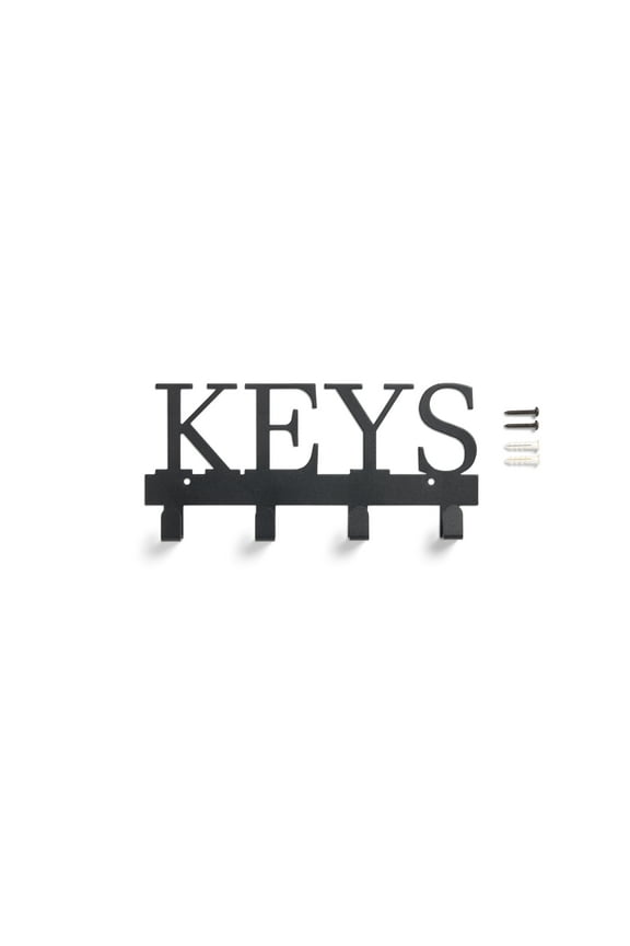 10 inch Shelf Mail and Key Wall Mount Rack Organizer with 4 Key Hooks for Leashes, Keychains, 2 lbs Capacity, Black, 1 Pack