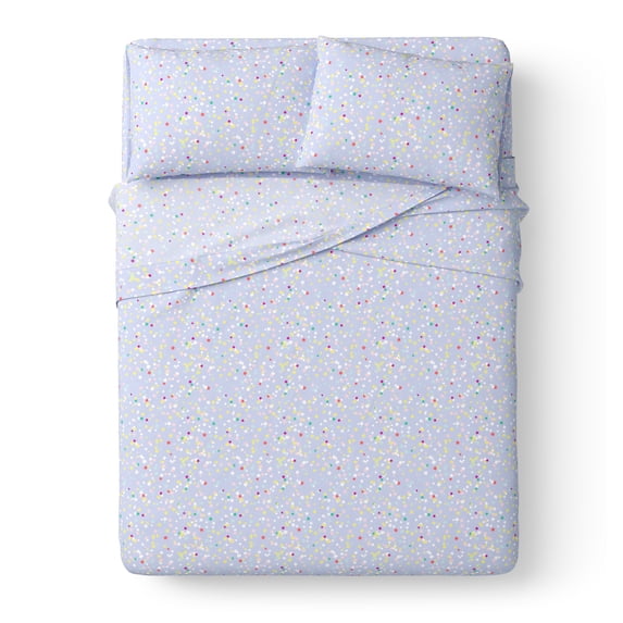 Mainstays Kids 100% Cotton Percale Bed Sheet Set, Full, Stars, 4 Pieces