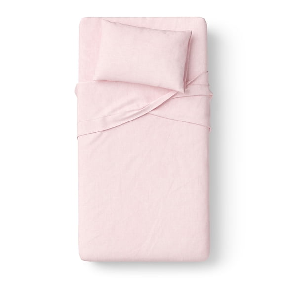 Mainstays Kids 100% Cotton Percale Bed Sheet Set, Twin, Light Pink, 3 Pieces