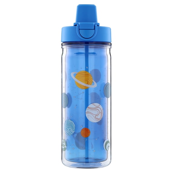 Mainstays Kids 14 oz Multicolor Outer Space Tritan Double-Wall Insulated Water Bottle