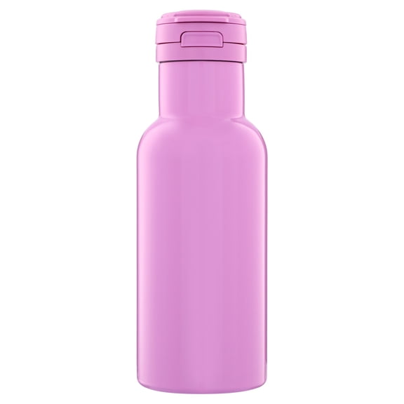 Mainstays Kids 14 oz Pink Stainless Steel Double-Wall Insulated Water Bottle with Auto-Chug Lid
