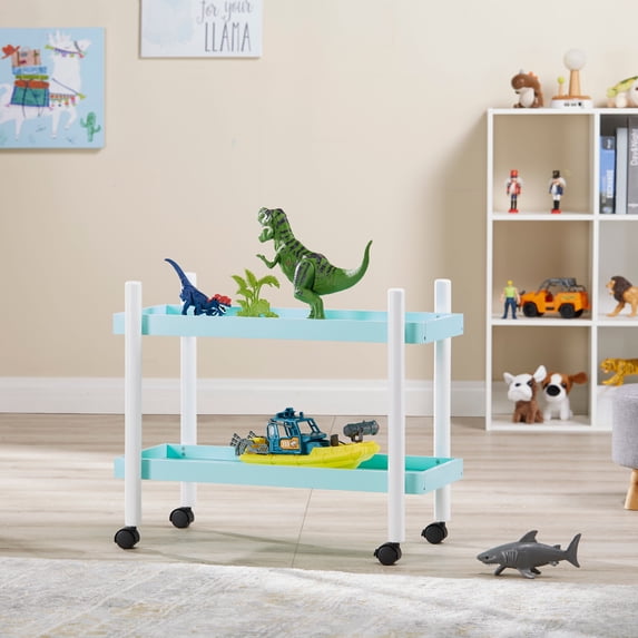 Mainstays Kids 2-Tier Storage Cart, Mint