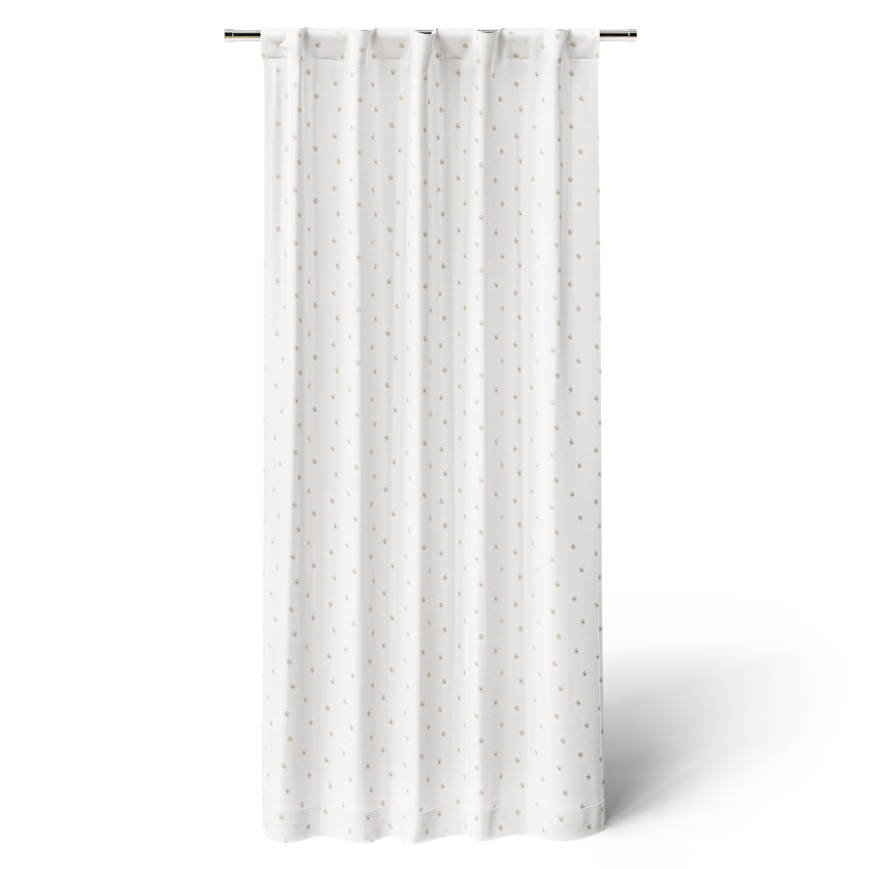 Mainstays Kids White and Metallic Gold Sun Sheer Overlay Blackout Rod Pocket with Back Tabs Single Curtain Panel, 38" W x 63" L