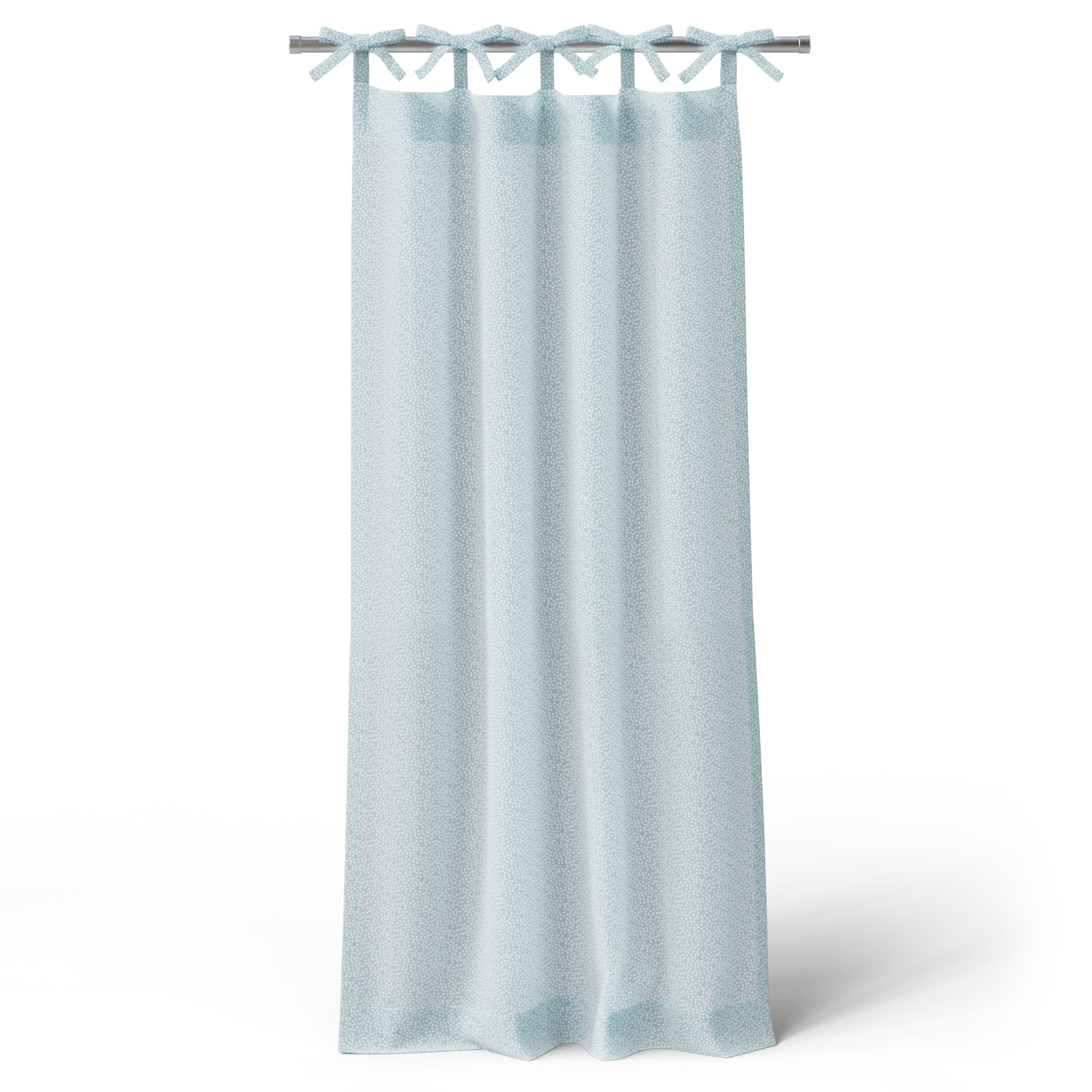 Mainstays Kids Aqua Blue Dotted Light Filtering Tie Top Single Curtain Panel, 38" W x 63" L