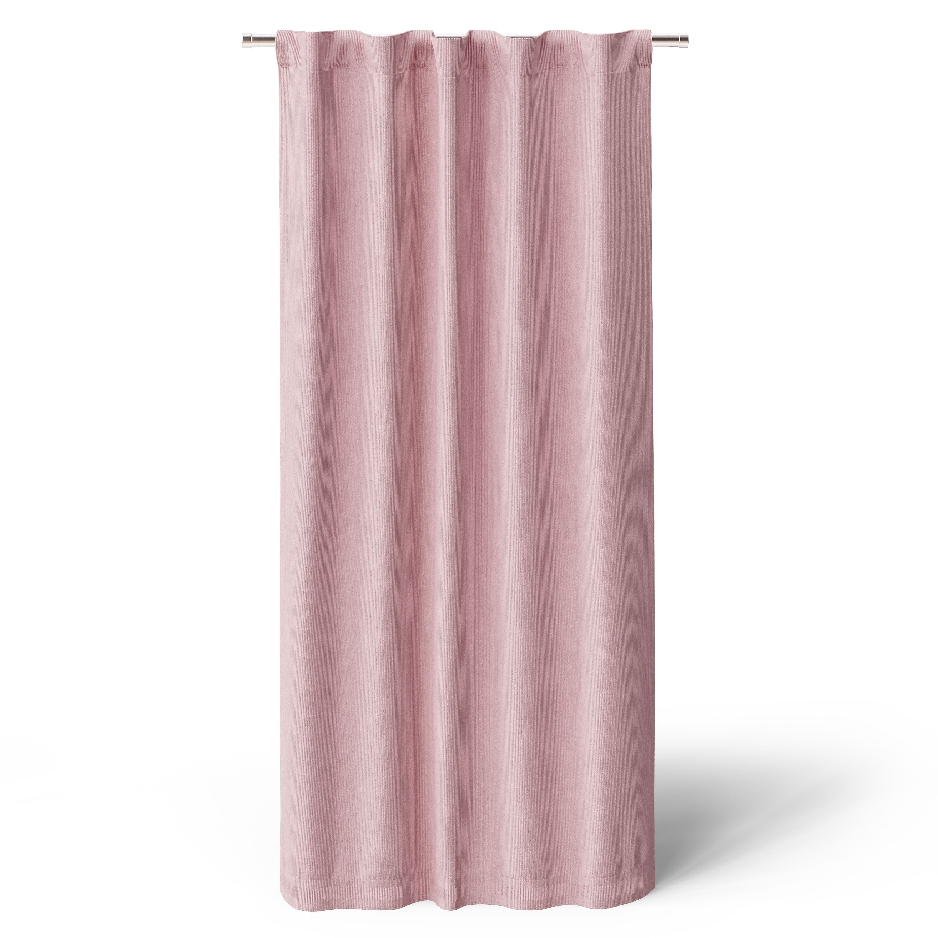 Mainstays Kids Soft Pink Solid Ribbed Corduroy Blackout Rod Pocket with Back Tabs Single Curtain Panel, Set of 1, 38" W x 63" L