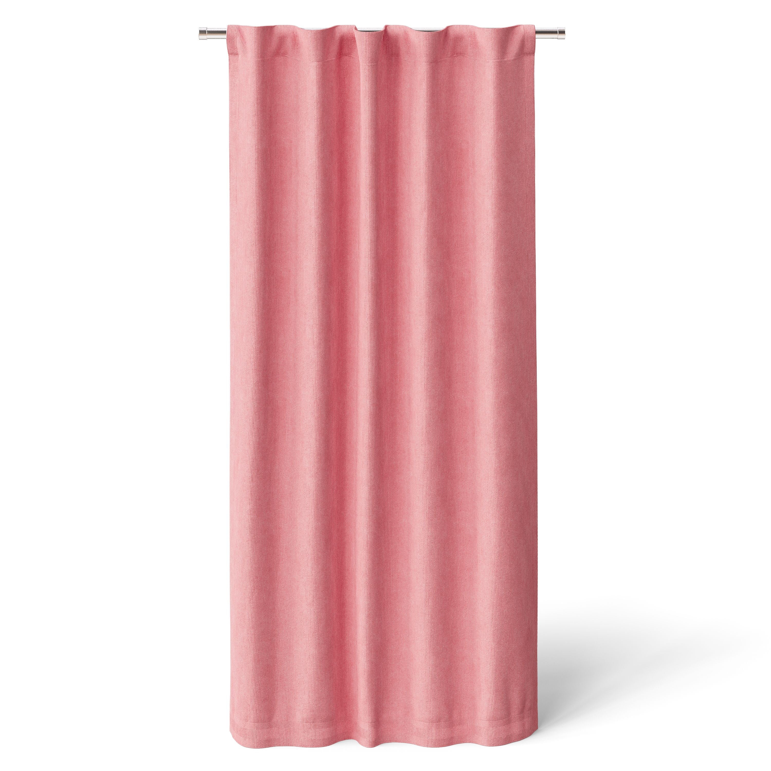 Mainstays Kids Pink Solid Ribbed Corduroy Blackout Rod Pocket with Back Tabs Single Curtain Panel, Set of 1, 38" W x 63" L