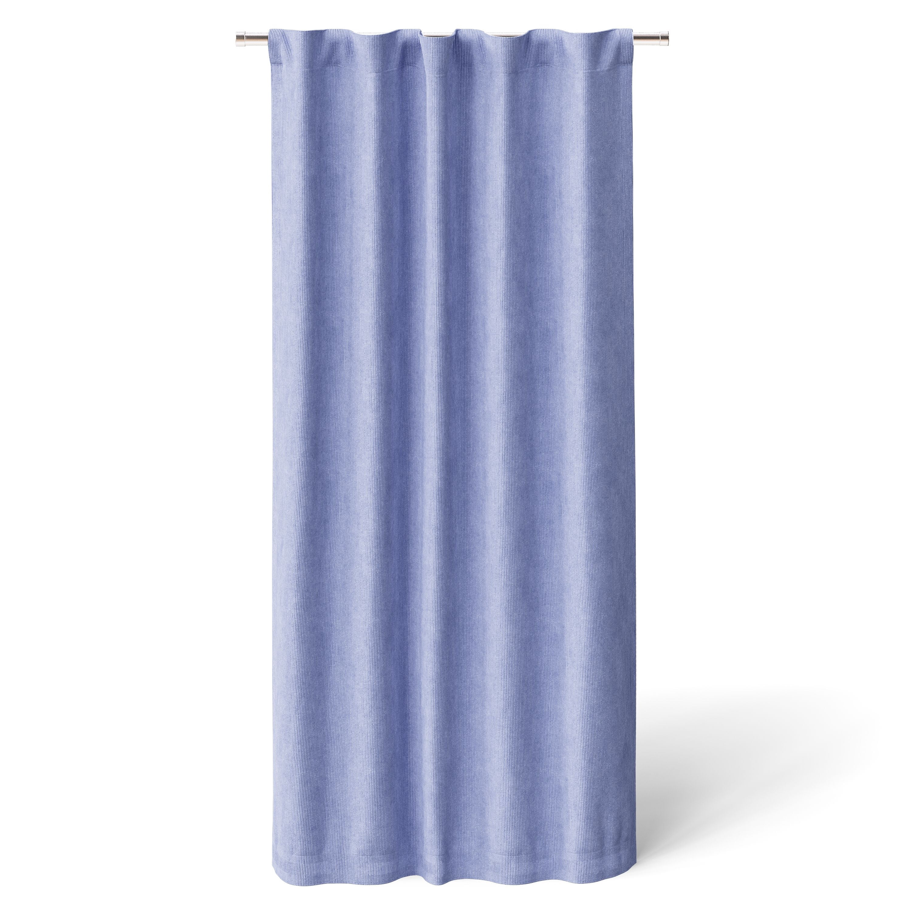 Mainstays Kids Spring Periwinkle Light Purple Solid Ribbed Corduroy Blackout Rod Pocket with Back Tabs Single Curtain Panel, Set of 1, 38" W x 63" L