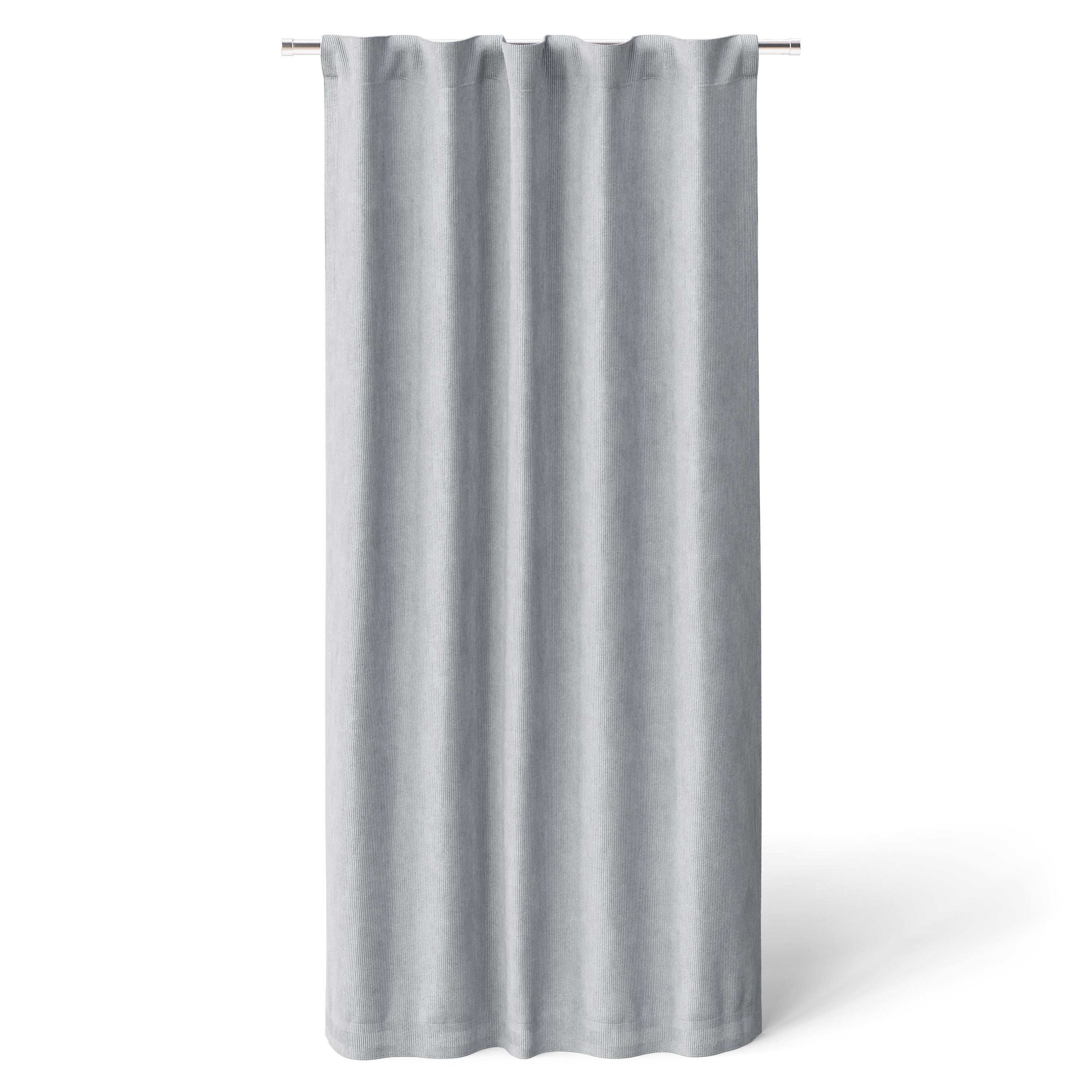 Mainstays Kids Soft Silver Solid Ribbed Corduroy Blackout Rod Pocket with Back Tabs Single Curtain Panel, Set of 1, 38" W x 63" L