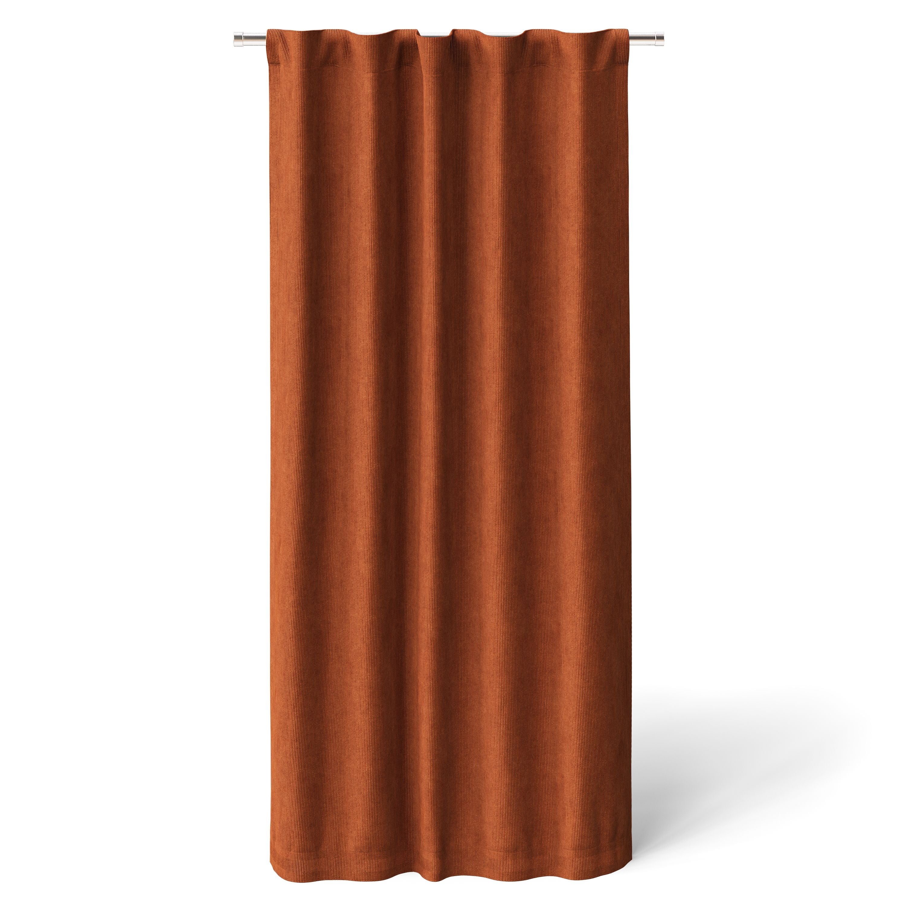 Mainstays Kids Orange Solid Ribbed Corduroy Blackout Rod Pocket with Back Tabs Single Curtain Panel, Set of 1, 38" W x 63" L