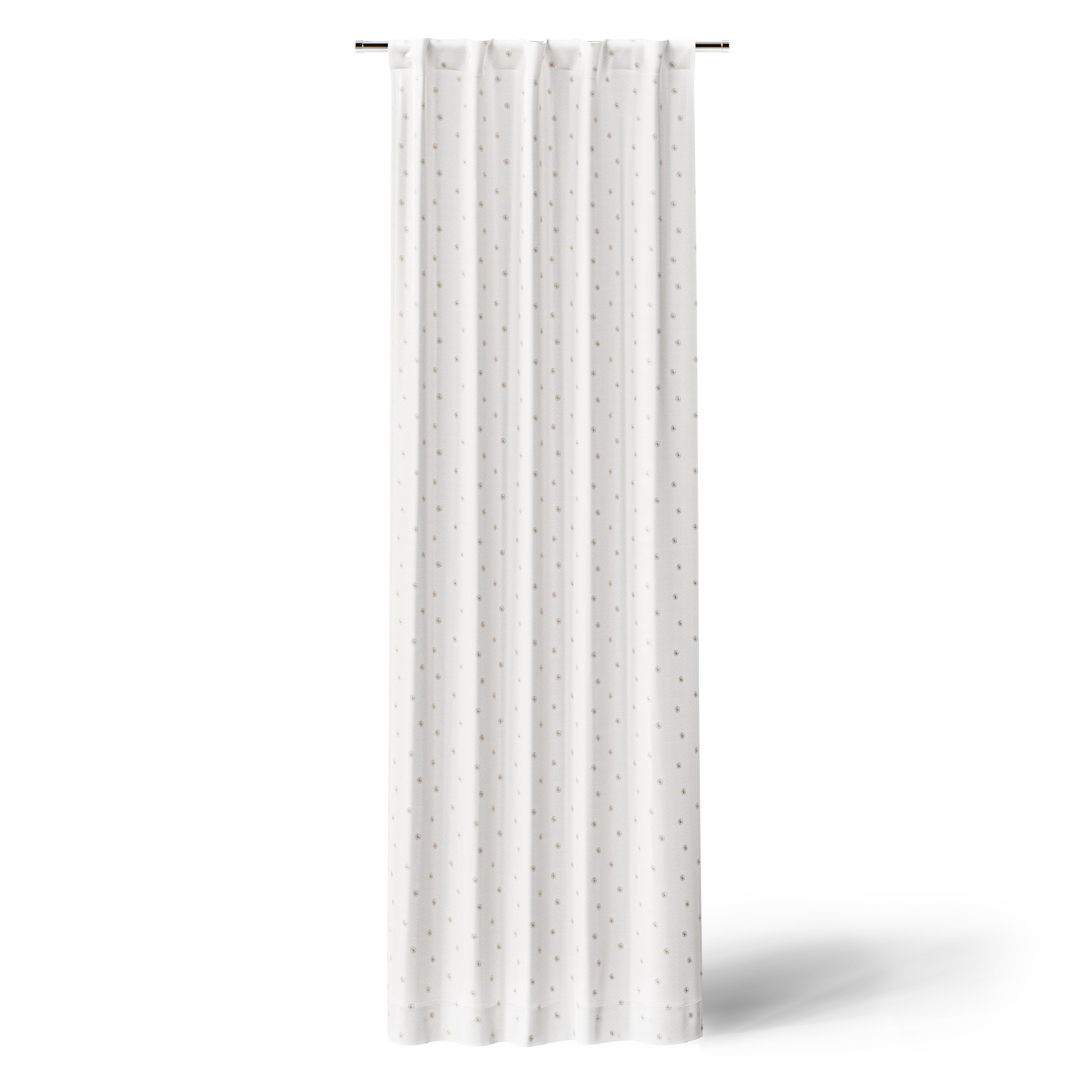 Mainstays Kids White and Metallic Gold Sun Sheer Overlay Blackout Rod Pocket with Back Tabs Single Curtain Panel, 38" W x 84" L