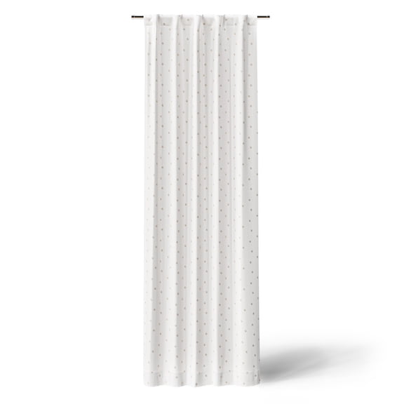 Mainstays Kids White and Metallic Gold Sun Sheer Overlay Blackout Rod Pocket with Back Tabs Single Curtain Panel, 38" W x 84" L