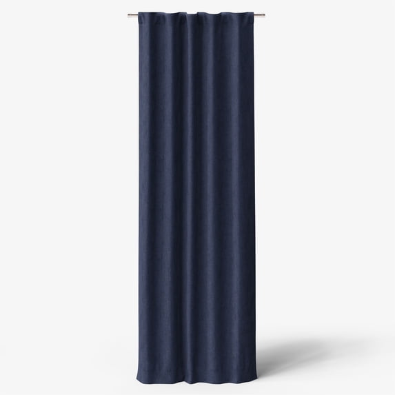 Mainstays Kids Dark Navy Solid Ribbed Corduroy Blackout Rod Pocket with Back Tabs Single Curtain Panel, Set of 1, 38" W x 84" L