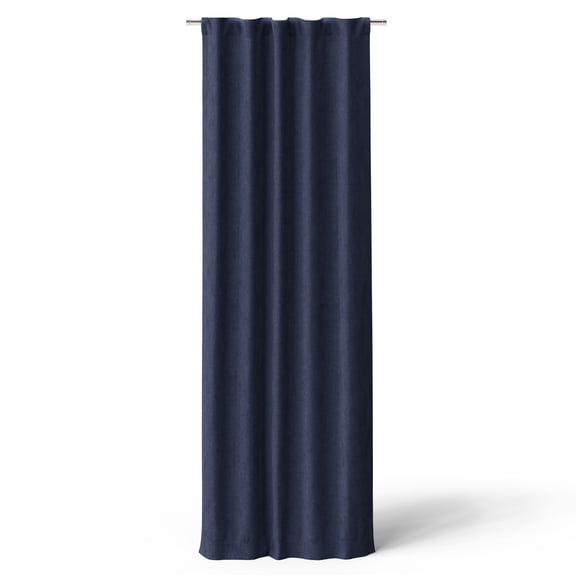 Mainstays Kids Dark Navy Solid Ribbed Corduroy Blackout Rod Pocket with Back Tabs Single Curtain Panel, Set of 1, 38" W x 84" L