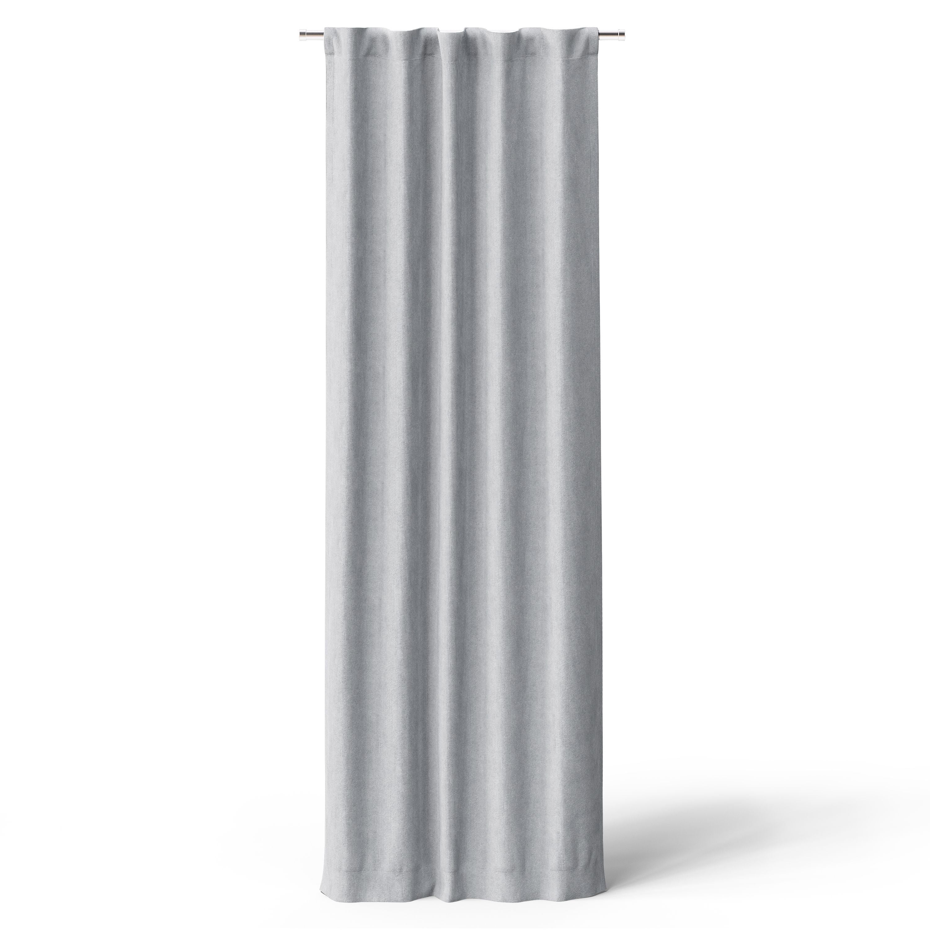 Mainstays Kids Soft Silver Solid Ribbed Corduroy Blackout Rod Pocket with Back Tabs Single Curtain Panel, Set of 1, 38" W x 84" L
